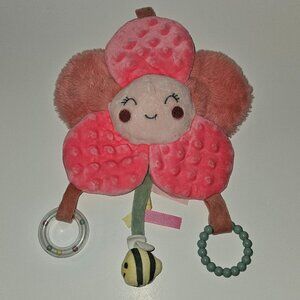 Dreamgro Activity Buddy Pink Flower Plush Lovey Crinkle Teether Baby Toy Sensory